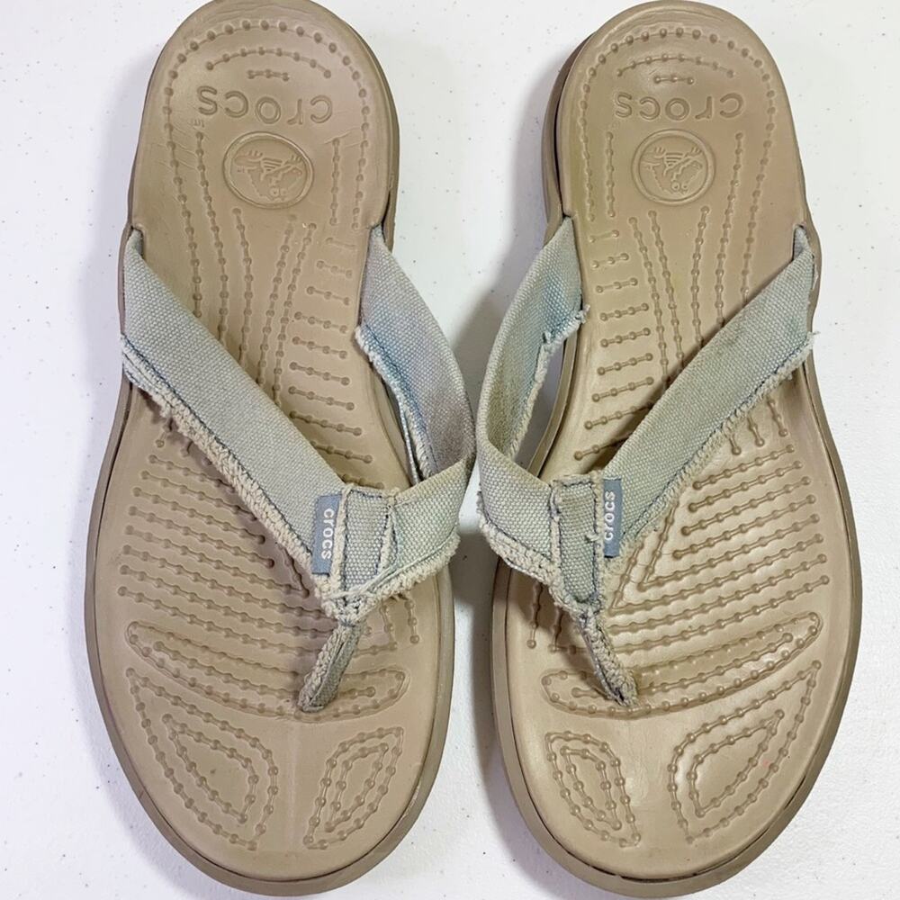 CROCS Santa Cruz Thong Flip-Flop Blue/Tan Sandals